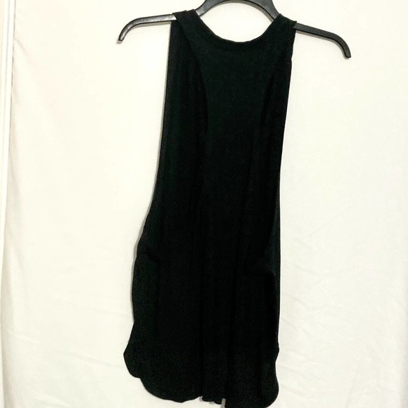 Women's L Solid Black Deep Cut Arms Racerback Tank Top - Picture 4 of 7